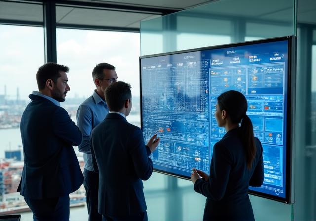 Nautilink engineering team collaborating on maritime AI project